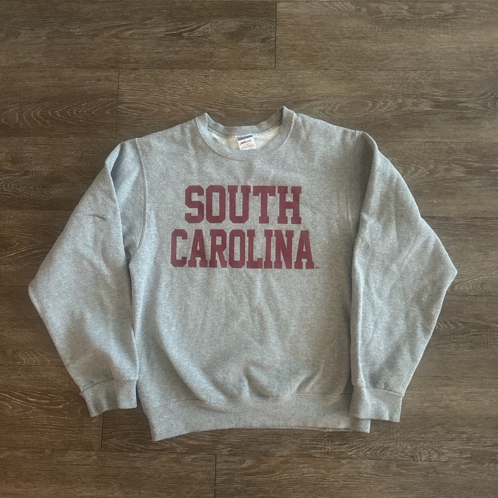 USC (South Carolina) Grey Champion Crewneck Sweatshirt with Maroon Print